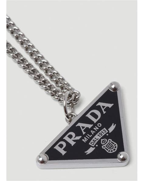 black triangle prada necklace|prada necklace triangle black.